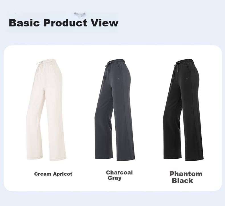 CAMEL Straight-Leg Knit Women's Pants Stretch Casual Sun-Protective Sports Trousers Y25BA0L6002 Phantom Black XXL 17