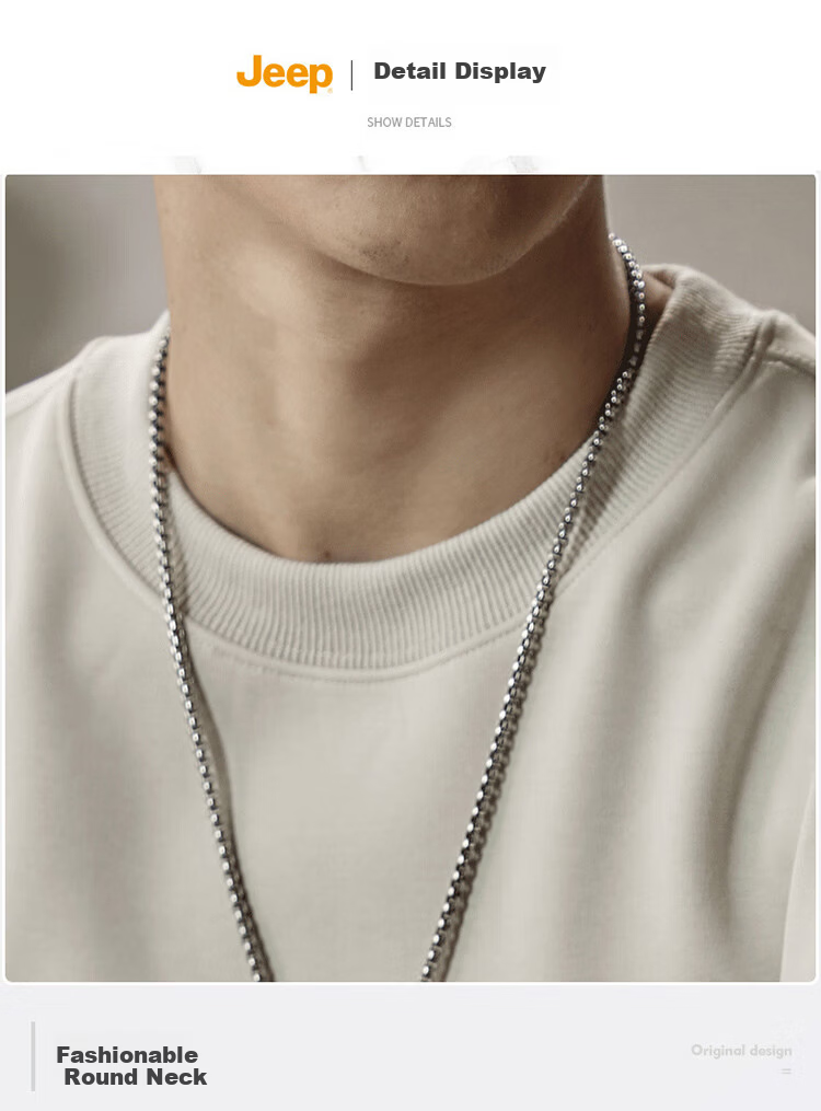JEEPJEEP Men's Autumn Winter Loose Fit Crew Neck Long Sleeve T-Shirt Base Layer Casual Trendy Top Apricot L 18