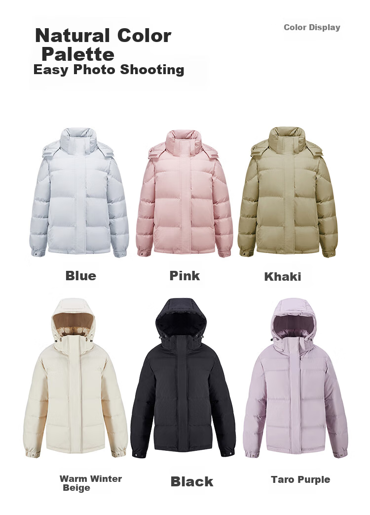 Yalu Women's Short Down Jacket 2026 Winter New Removable Hood Far-Infrared Heat Retention Warm Coat for Petite 19
