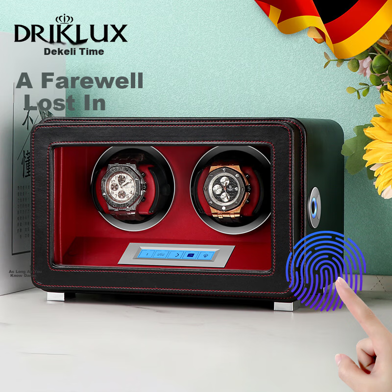 DrikLux Automatic Watch Winder with Fingerprint Unlock for Men and Women Mechanical Watches, Watch Rotator, Commemorative Birthday Gift