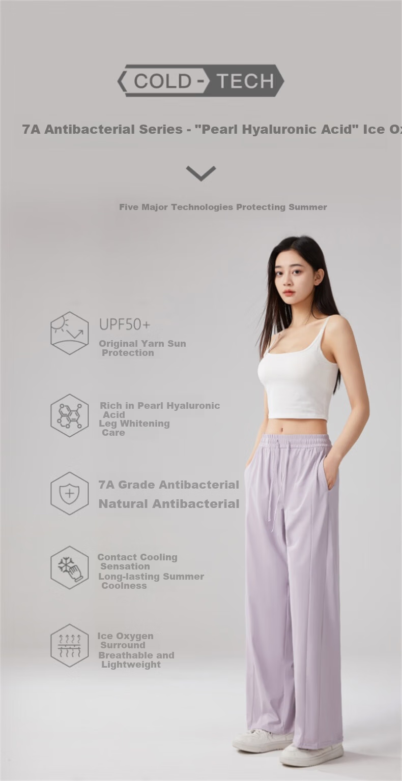 Jeanswest Women's Casual Pants 2026 Summer Sports Breathable Sun-Protective Versatile Draped Quick-Dry Ice Oxygen Pants Mist Green XL 4