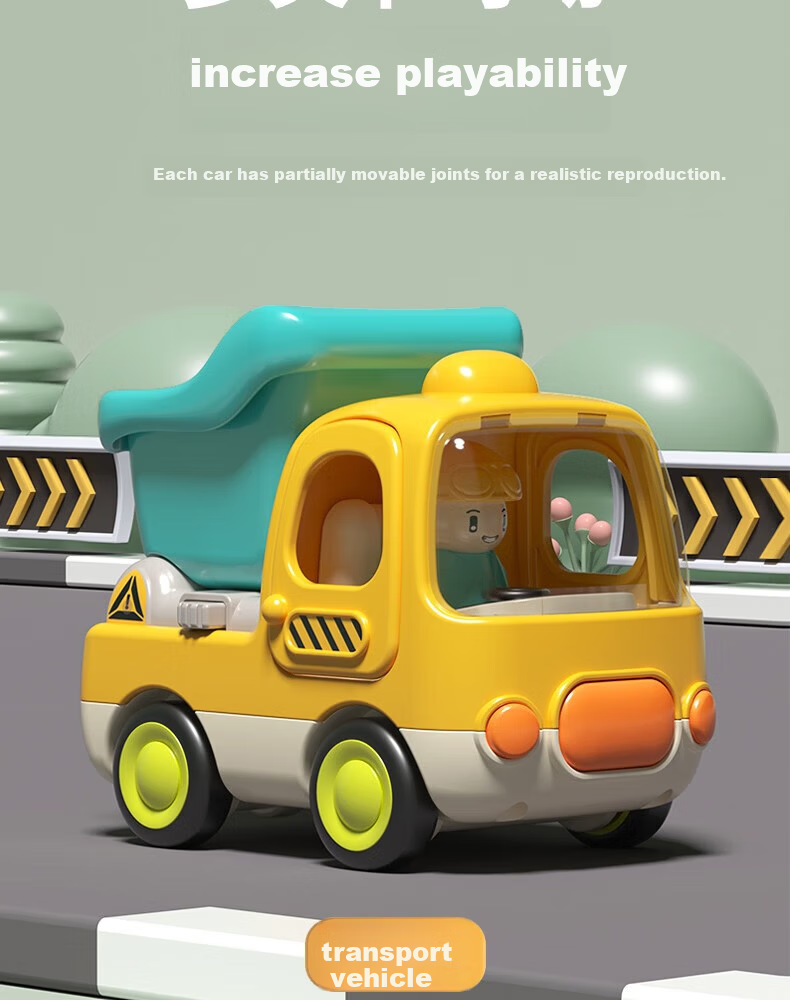 GOODWAY Children's Toy Car for Ages 1-3, Fire Truck Excavator with Inertia Sliding, Gentle on Hands, Gift Box Set, Birthday Present 8