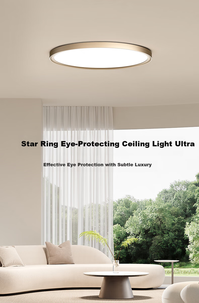 Lipro Eye-Protecting Ceiling Light, Full Spectrum, Whole House Simple Bedroom Lamp, Star Ring Ultra, Bright Moon Silver, 50W 1