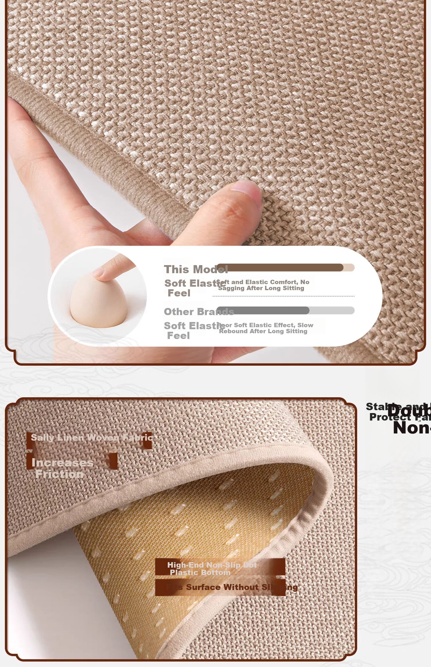 Qiqi Home Bay Window Cushion Window Sill Pad Japanese Style Simple Cotton Linen Cooling Mat Four Seasons Universal Non-Slip Custom Bedroom Balcony Seat Cushion 2