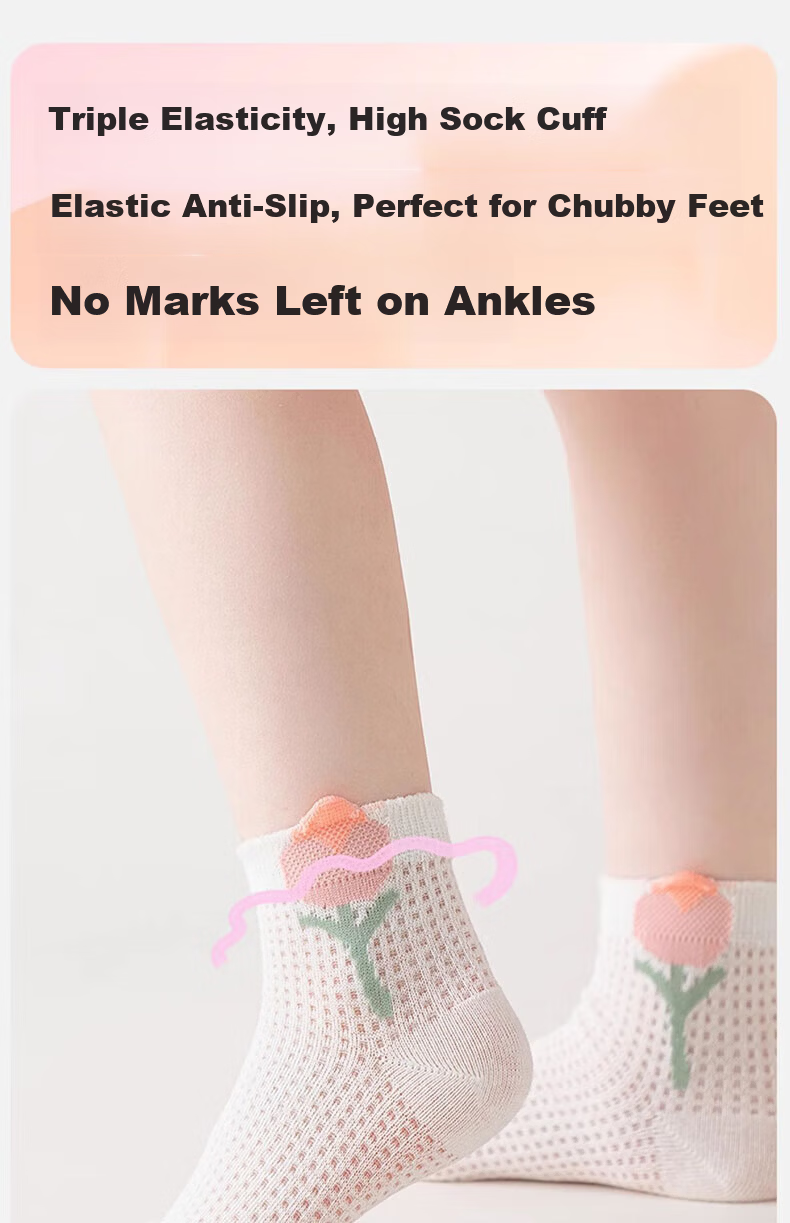 Mianqixiong Children's Socks Summer Thin Pure Cotton Kids Socks Girls Baby Boys Summer Socks Girls Spring Summer Mesh Short Socks 9