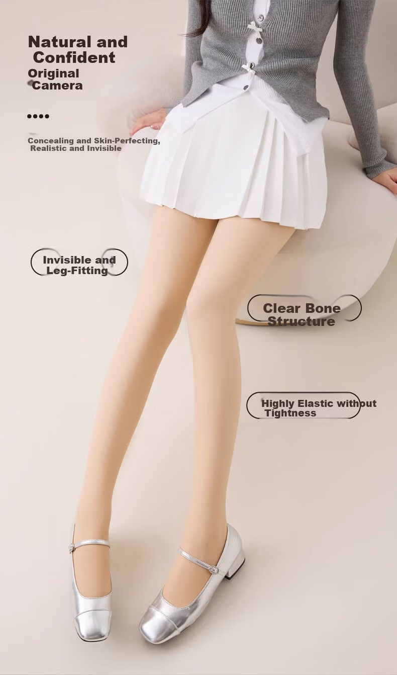 Me feeling Bare Leg Magic Autumn Winter Nude Feeling Fleece Lined Warm Skin-Tone Slimming Tights with Foot Three-Pack 8