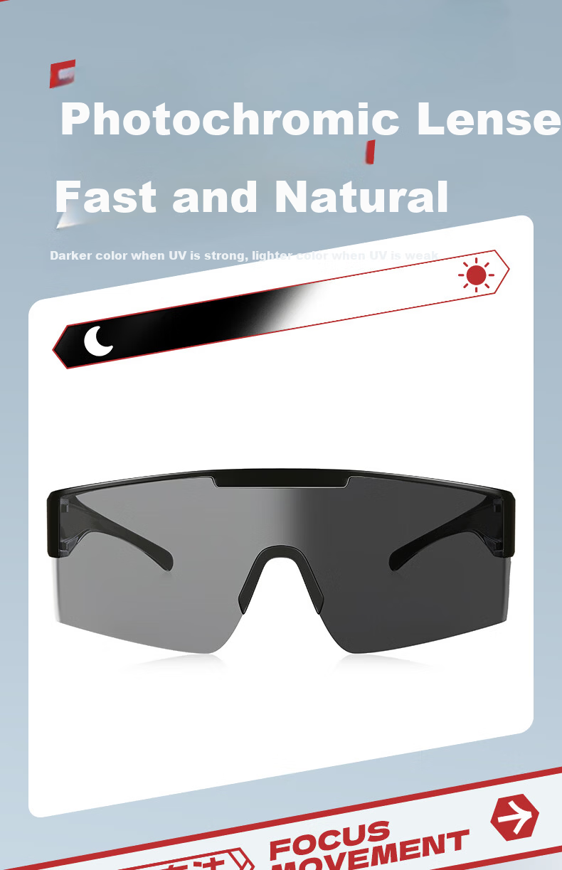 CHAINGO Sports Photochromic Glasses Clip-On Prescription Sunglasses Mountaineering Goggles Outdoor Windproof UV Protection Sunglasses 19