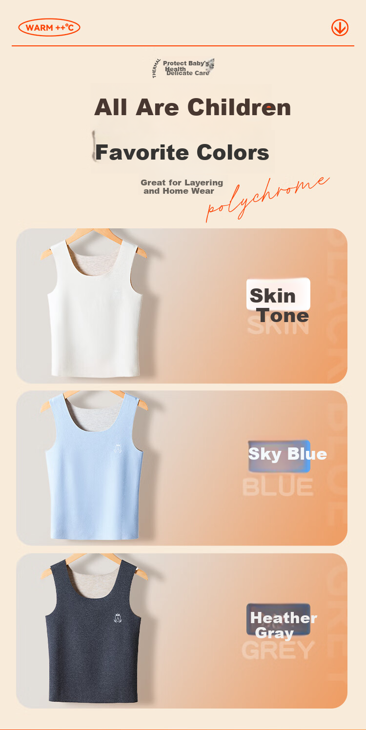 Dingguagua Children's Warm Vest Autumn Winter Fleece Lined Boys Innerwear Seamless Base Layer Boys Large Kids Underwear Vest 12