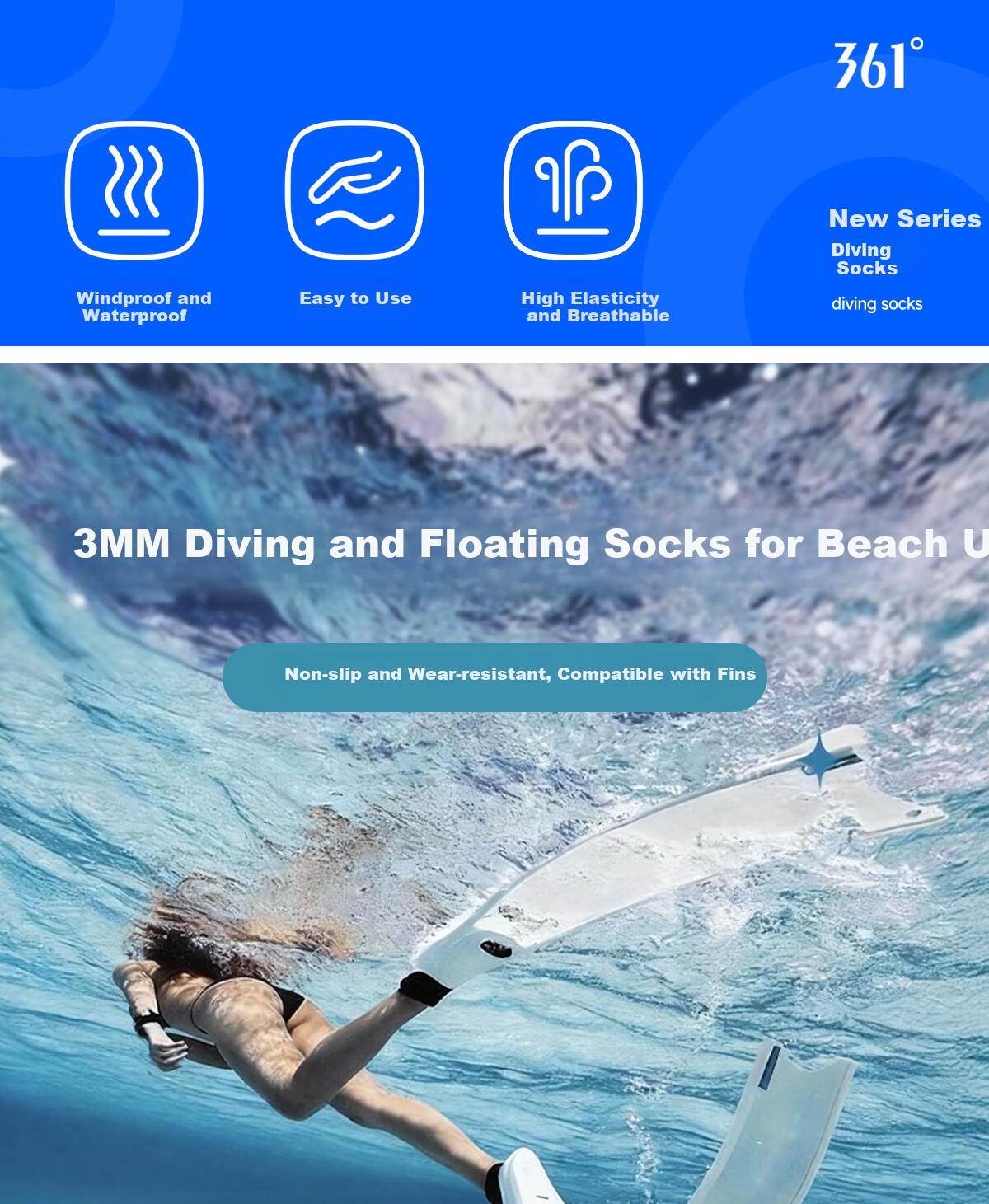 361° Beach Socks Diving Socks Winter Swimming Socks Adult Unisex Snorkeling Gear Diving Equipment 1