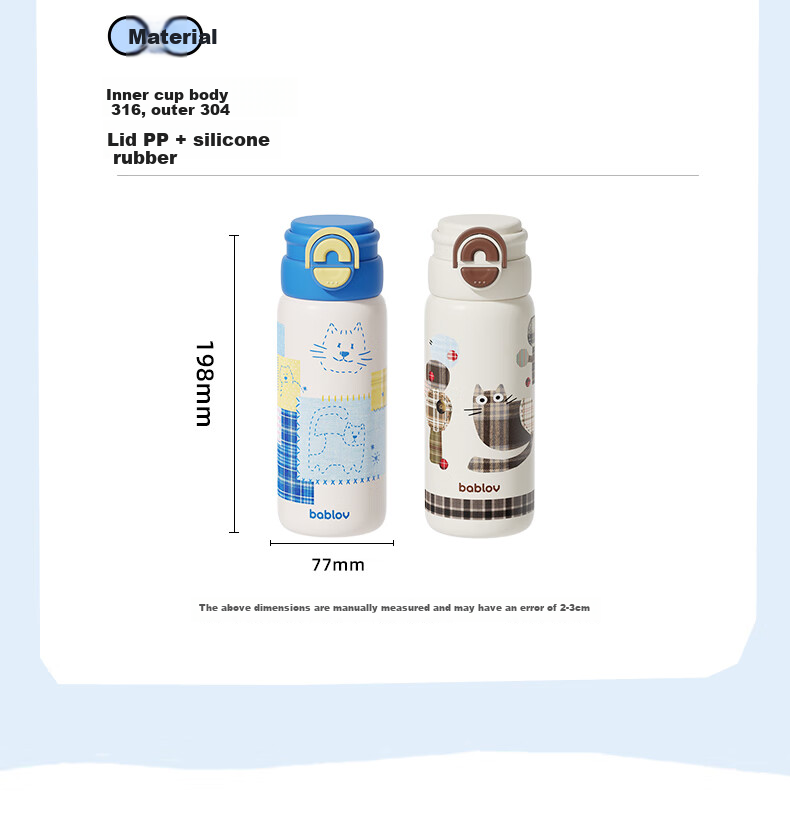 BABLOV Kids Insulated Stainless Steel Straw Water Bottle Student School Portable High-Quality Girls Cup 27