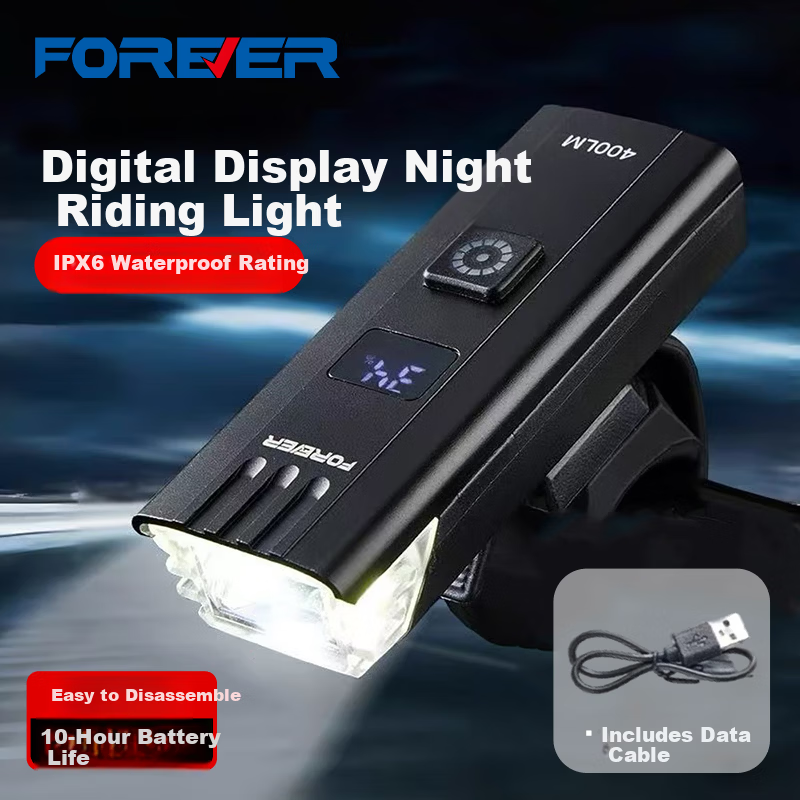 Forever Bicycle Night Riding Front Light Mountain Bike Riding Headlight Road Bike Night Light Super Bright Strong Light Digital Display Model