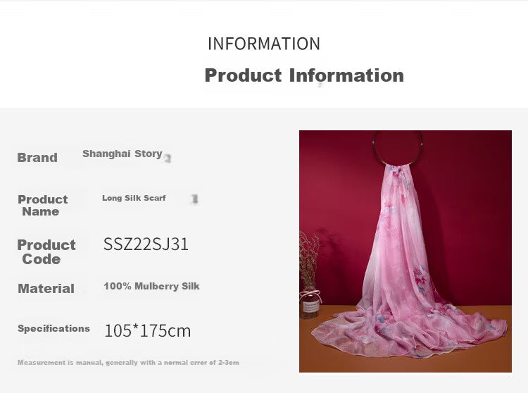 Shanghai Story Women's Silk Scarf Sunscreen Shawl 100% Mulberry Silk Scarf Gift Box Mother's Day Birthday Gift for Elders 6