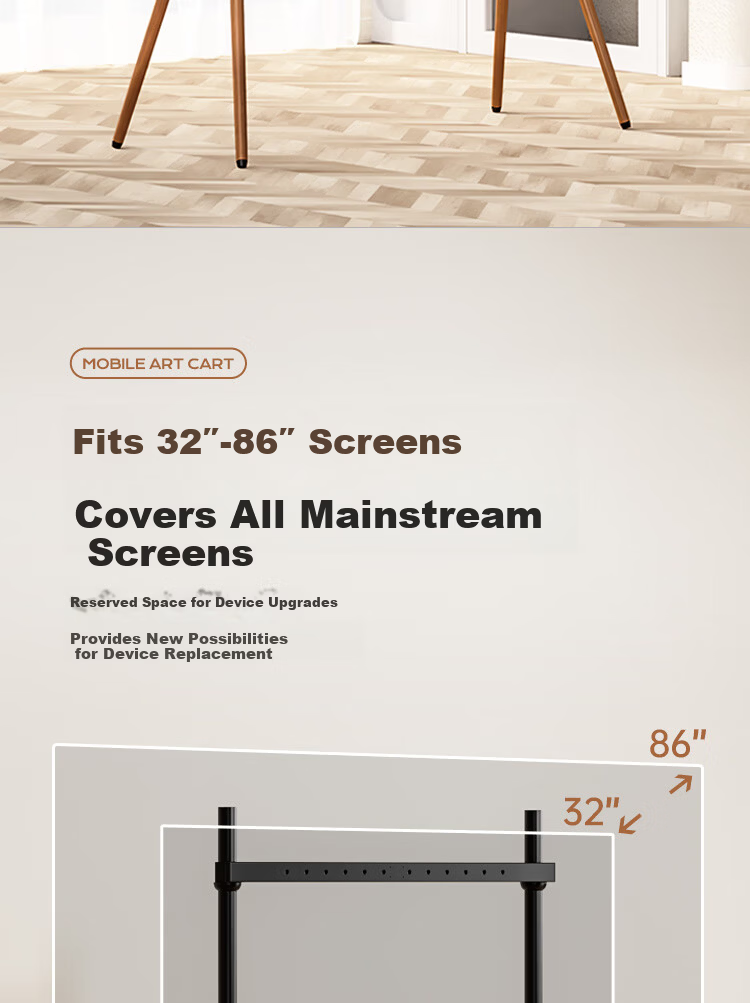 Enlip TV Stand 32-86 Inch Solid Wood Floor TV Stand 65/75/85 Inch Artistic TV Mount Mobile TV Stand TV Rack 6