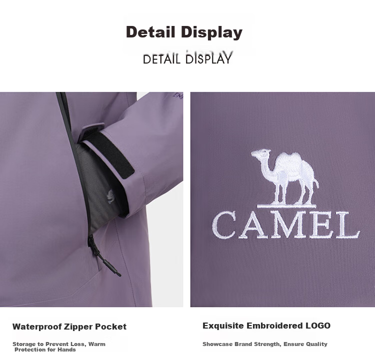 CAMEL Outdoor Single-Layer Waterproof Windbreaker Unisex 3-in-1 Mountaineering Jacket 6B001 Phantom Black, Unisex M 12