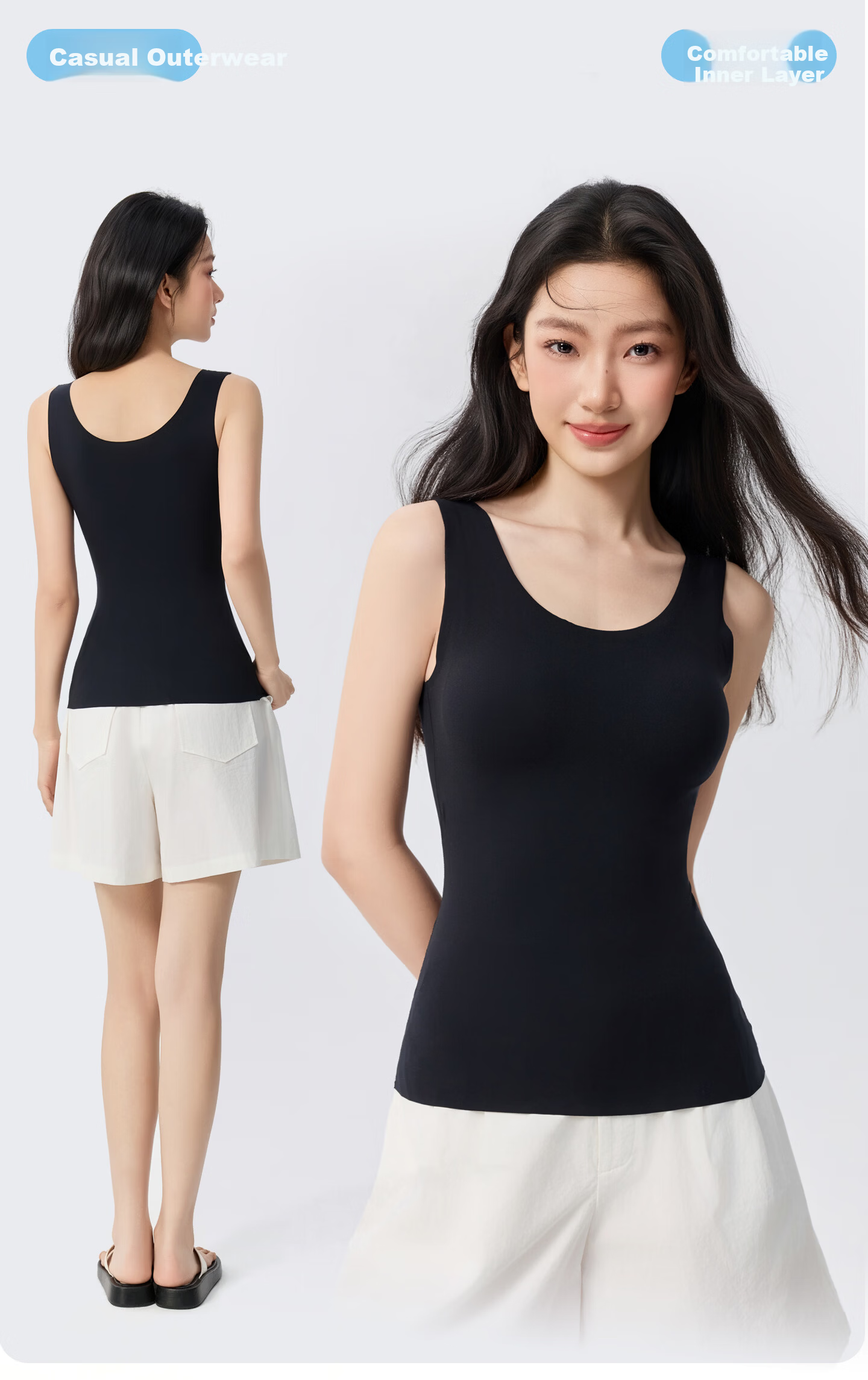 Miiow Women's Padded Camisole Vest Summer Thin Integrated Base Layer Cooling Slim Fit Outerwear Concealing Side Breast 9