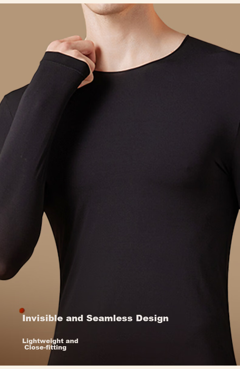 MiiOW 2025 New Ultra-Thin Hyaluronic Acid Base Layer High Elastic Skin-Friendly Men's Beauty Invisible Mask Autumn Shirt and Pants 7
