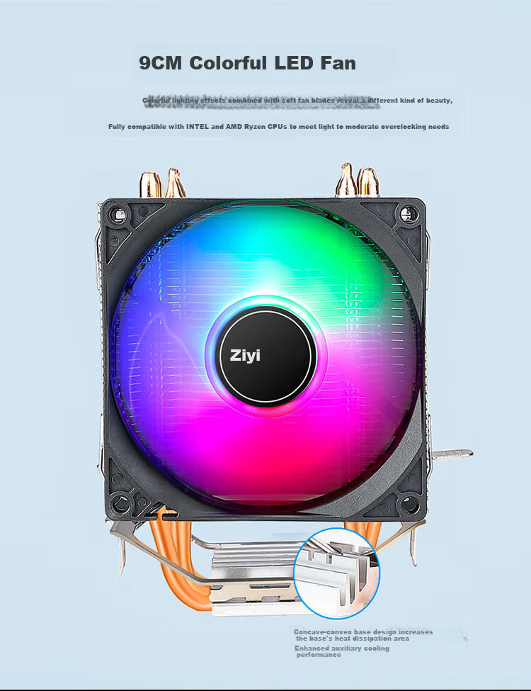 Ziyi RUIX Large Dual Tower 8 Copper Tube CPU Air Cooler Black ARGB Sync CD Pattern (Blackened Tower / Intel & AMD Multi-Platform / Includes Thermal Paste) 2