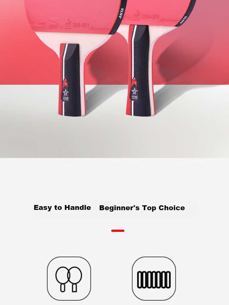 Anta 2-Star Table Tennis Racket (Jingcang Fast Delivery + 6 Balls + Racket Bag) P2 Horizontal and Vertical Table Tennis Paddle Set 2
