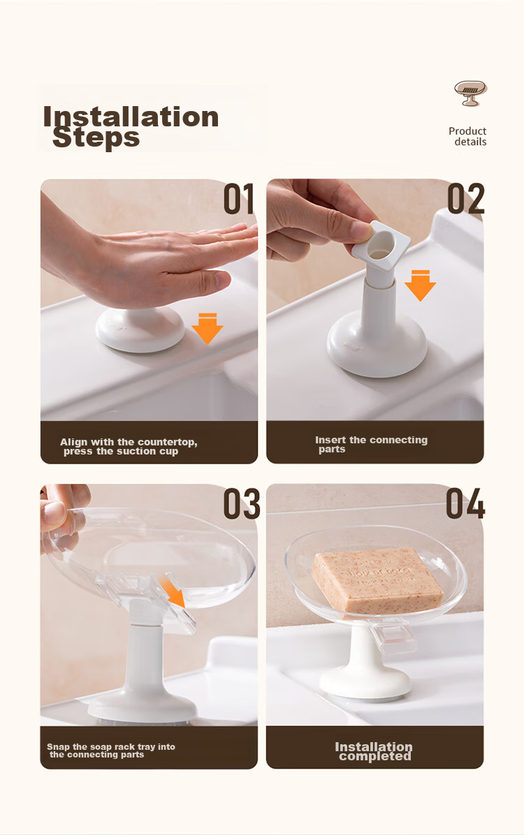 Taili Suction Cup Soap Dish with Drainage, No Drilling Required, Bathroom TPE Material Strong Adhesion Storage Holder 15