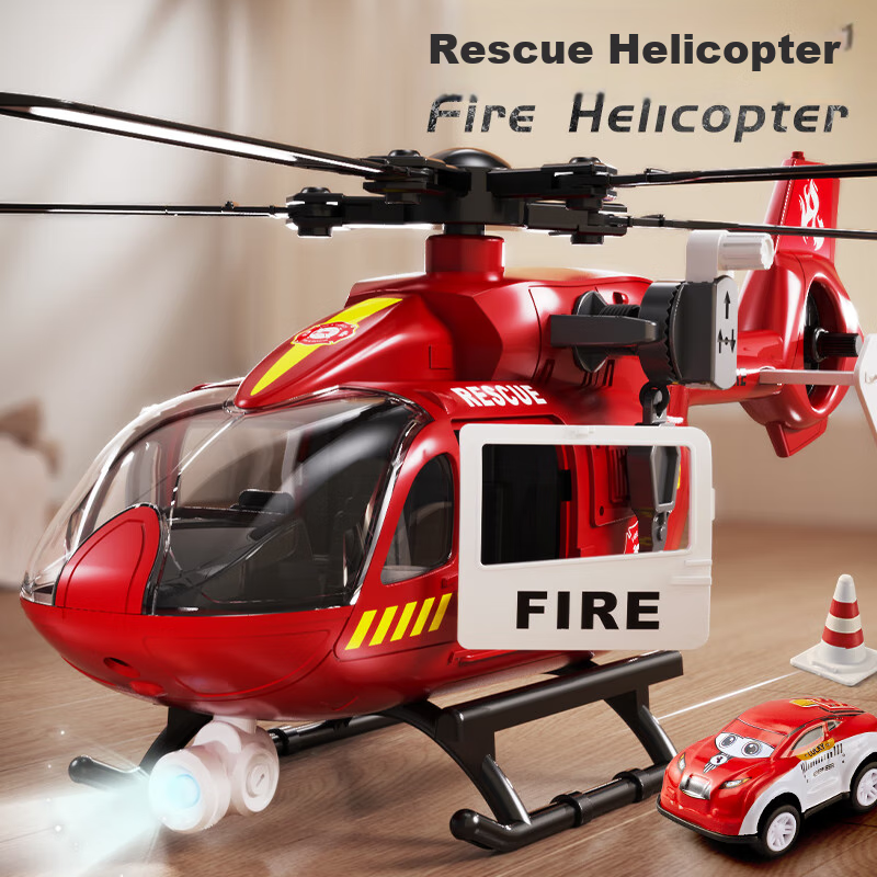 XST Large Children's Toy Helicopter, Inertia Simulation Passenger Aircraft Model, Boys' Fire Rescue Helicopter, Birthday Gift