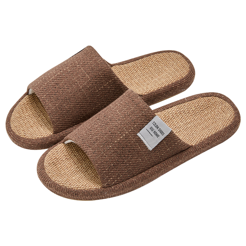 Runrou Japanese Style Linen Slippers for Men Spring Summer Indoor Home Antibacterial Deodorant Breathable Cotton Linen Slippers for Men