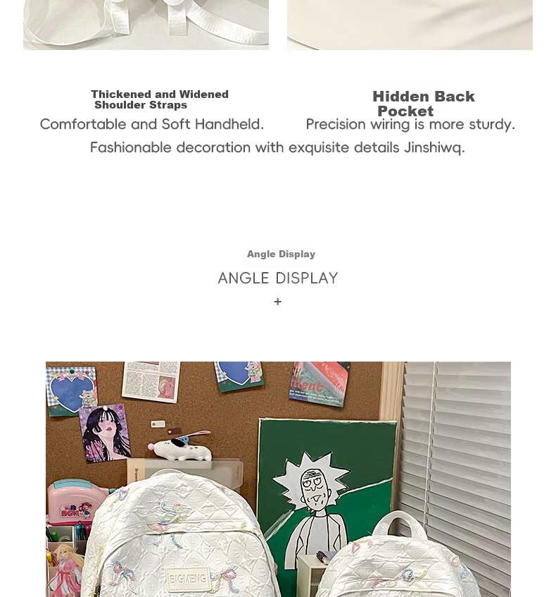 JINSHIWQ High-Value School Backpack for Girls, Junior High, High School, and College Students, New Stylish Japanese-Style Versatile Travel Shoulder Bag 19