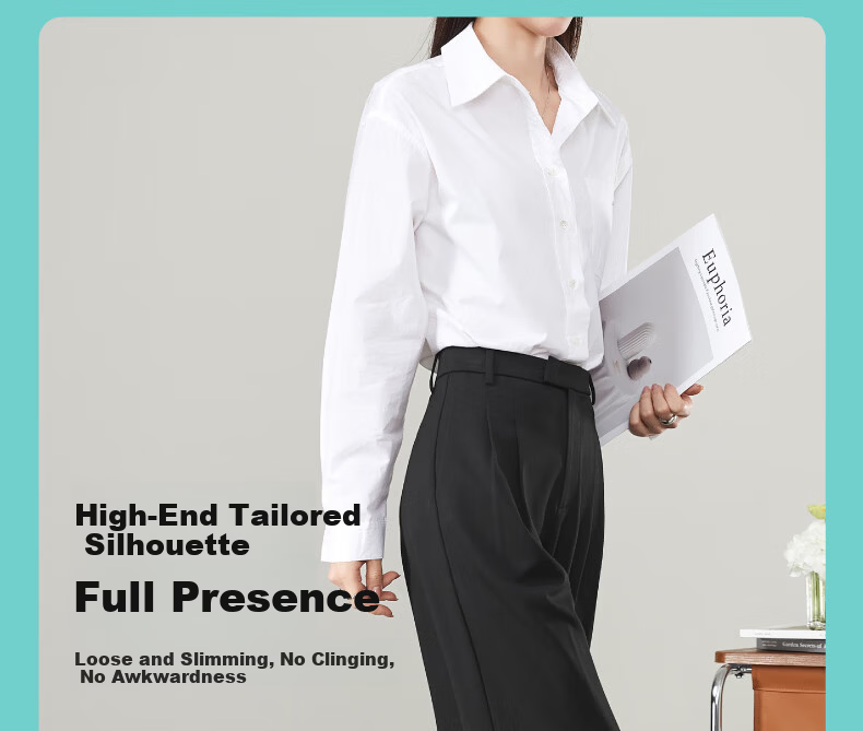 ESE-Y Wide-Leg Suit Pants for Women, New Spring 2025 High-Waist Draping Slimming Trousers, Black-Extended Length, Size 27 8