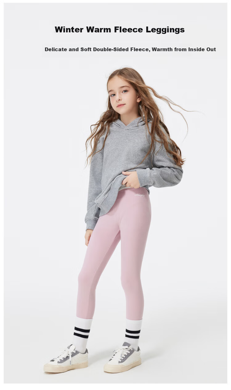 Navigare Girls' Leggings Children's Yoga Pants Kids' Sports Stretch Long Pants Color-Block Waistband Pink Purple Size 120 1