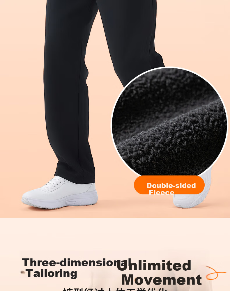 LI-NING Men's Autumn Winter New Black Casual Fleece-lined Straight-leg Sports Yoga Pants 6