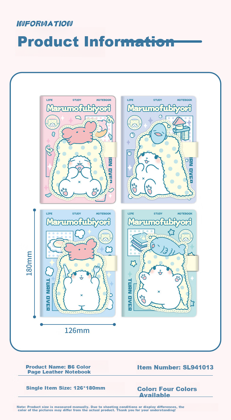 GuangBo X Sanrio Square Leather Pocket Notebook, Half-Person Fish Design, High Aesthetic Value, Magnetic Clasp, Colorful Inner Pages, Pocket Diary, 80 Sheets, 98*98mm, KT81315 2