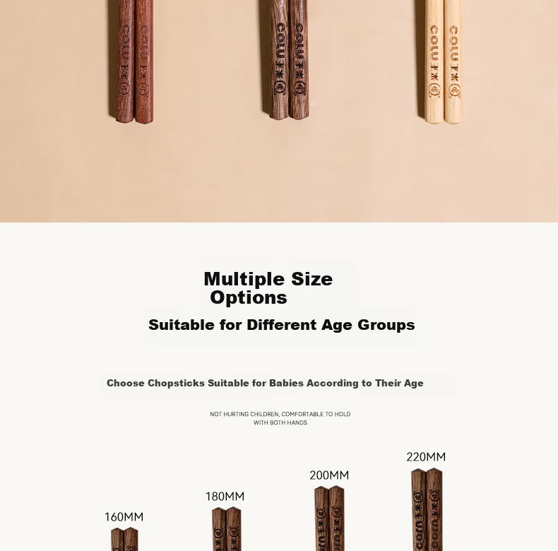 CORN Children's Chopsticks Household Solid Wood Non-Painted Non-Waxed Short Chopsticks for Kids Kindergarten Baby Learning Chopsticks 14