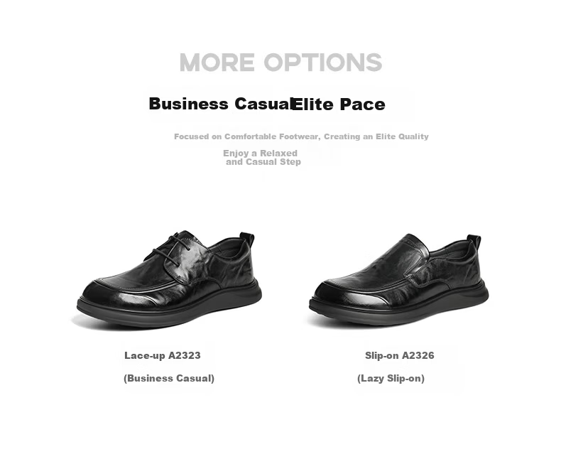 Belle Men's Business Casual Leather Shoes 26 Spring Summer Cowhide Comfortable Commuter Shoes A2326 Black Slip-On Size 43 3