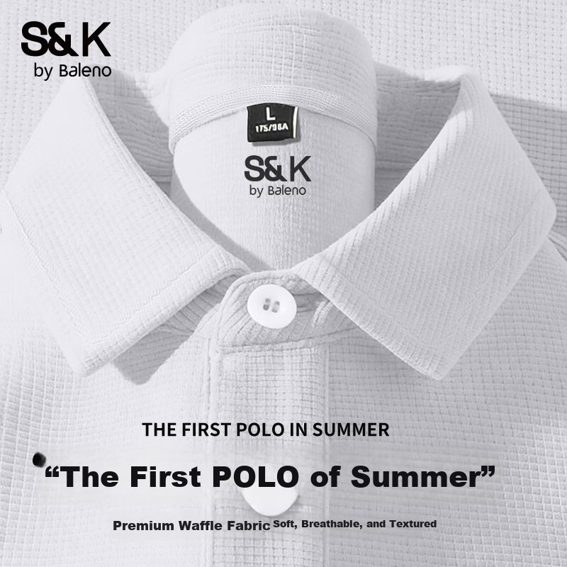 Baleno S&K Series Short Sleeve Polo Shirt Men Summer Casual Breathable Loose Fit Trendy Simple Couple Top