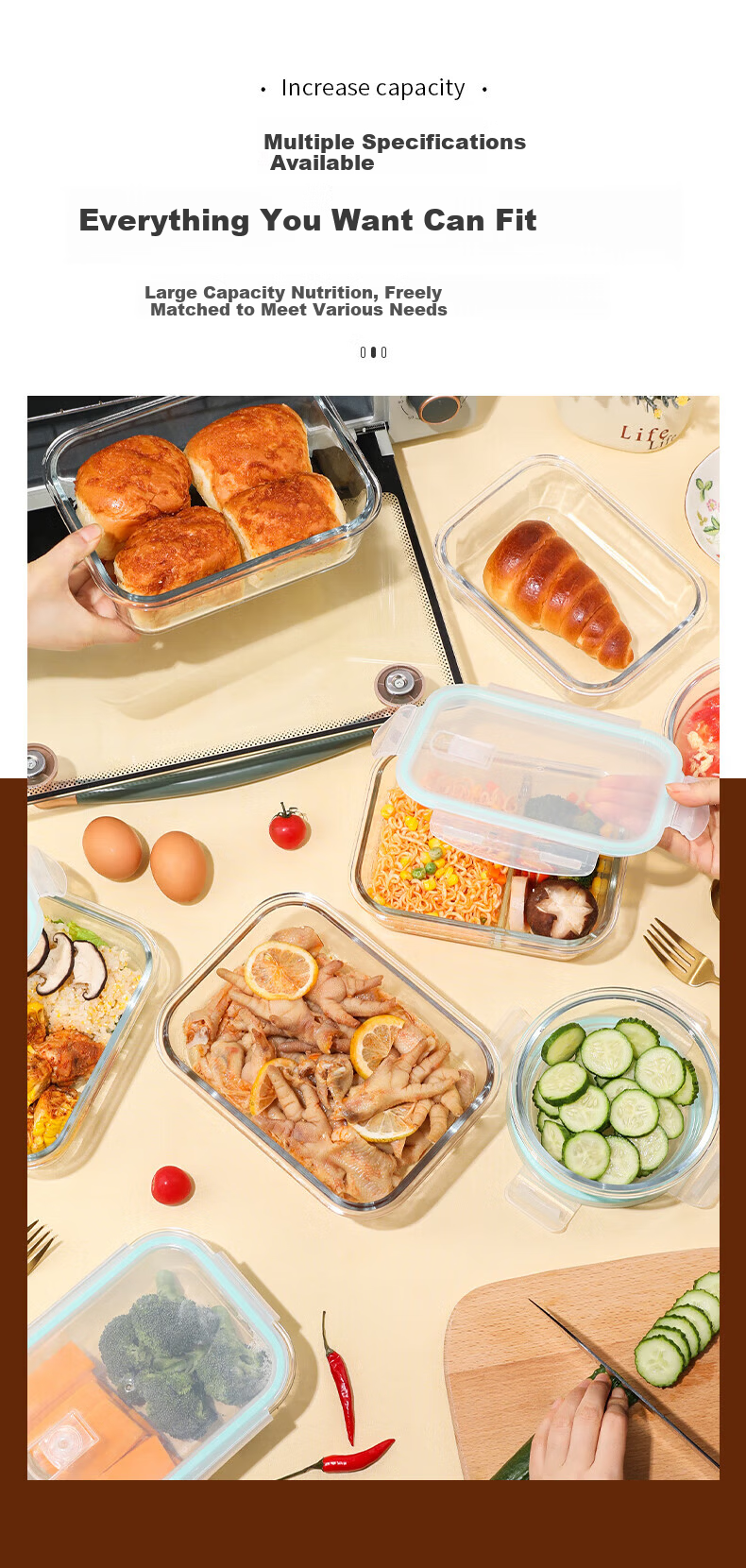 Cilock Large Capacity Glass Lunch Box Microwaveable Bento Box with Extra Large Long Compartments and Bag for Office Workers 3