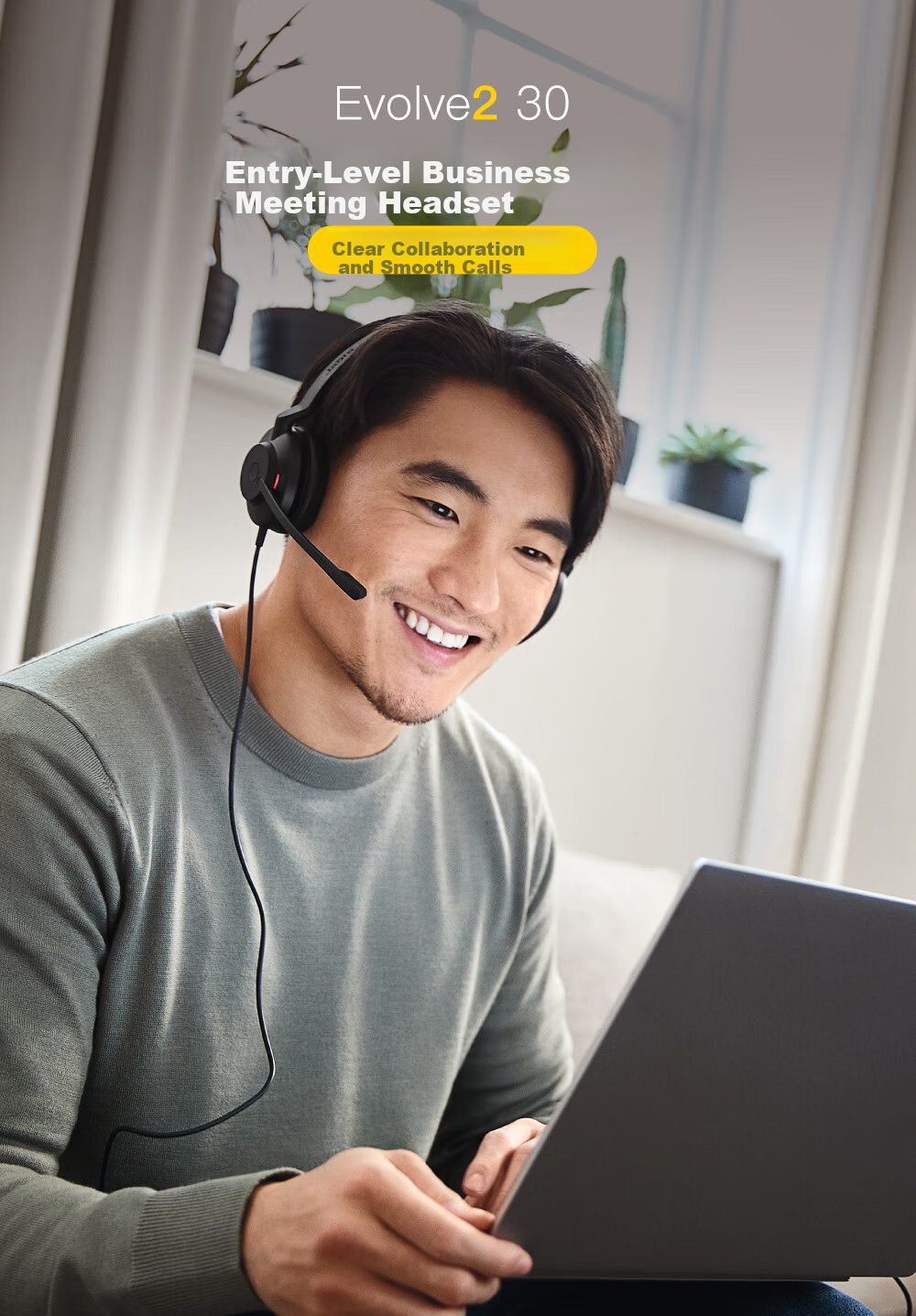 Jabra Evolve2 40 UC, Computer Office Conference Call Center Customer Service Telemarketing Headset, Online Education Over-Ear Noise-Cancelling Dual-Ear Headphones 1