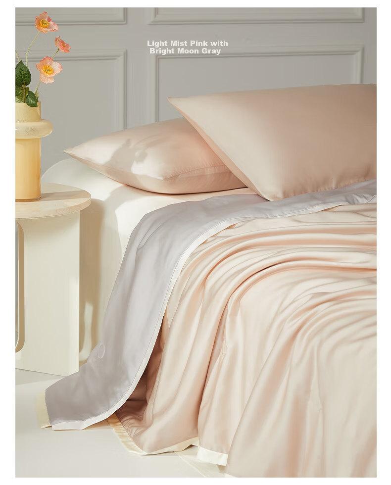 MIDO HOUSE Mingdu Tencel Summer Cooling Quilt Ice Silk Air Conditioning Quilt Machine Washable Naked Sleep Soybean Summer Thin Quilt Jade White 2x2.3m 15