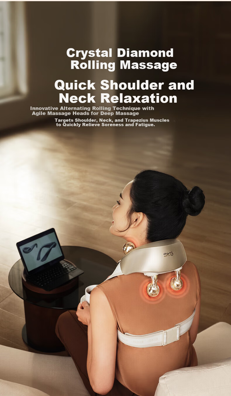 SKG Cervical Massager H5 Premium Moxa Edition Shoulder Neck Waist Back Massager Shawl Strong Kneading Moxibustion Mugwort Heat Therapy Practical Birthday Gift for Parents and Partners 4
