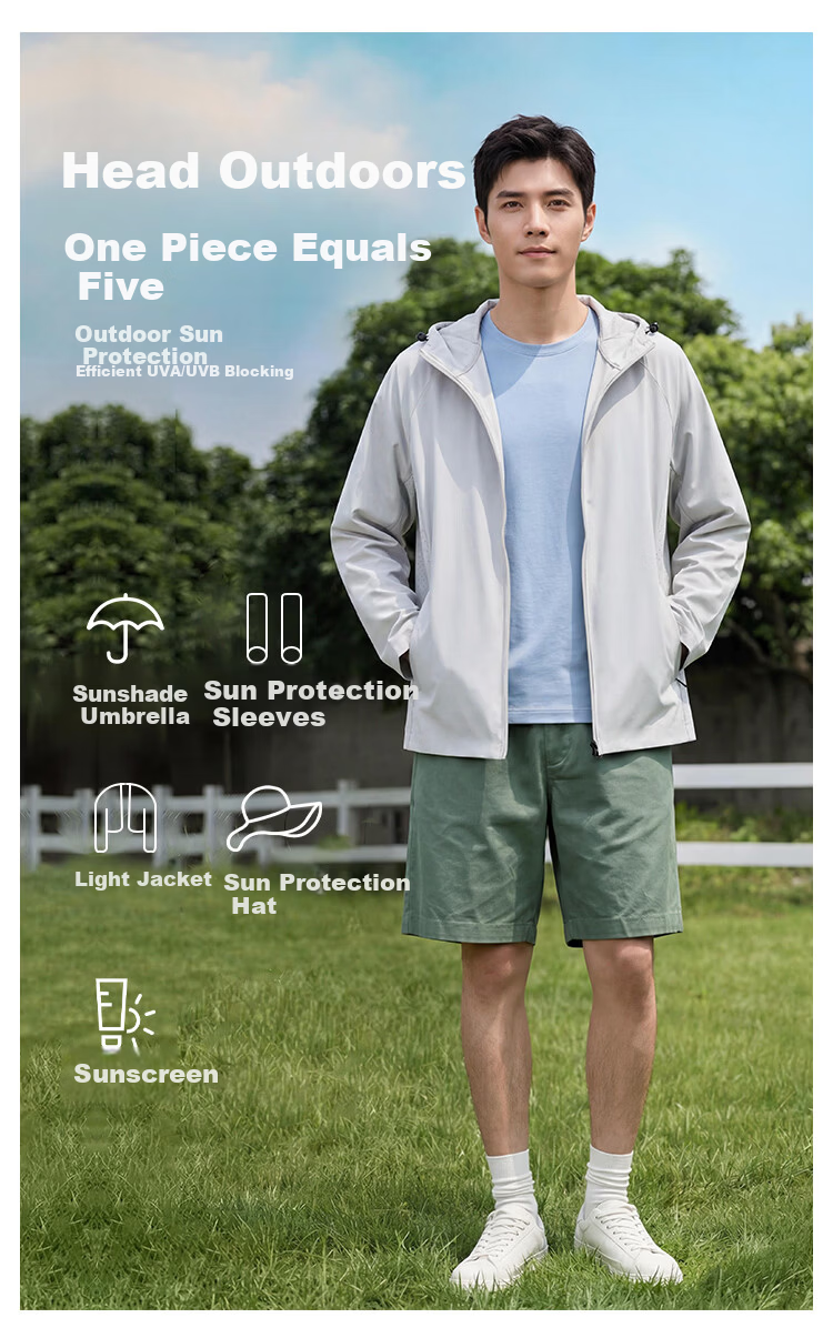 JD Jingzao New Ice Silk Sun Protection Jacket Lightweight Breathable Spring Summer Thin Coat Outdoor Sports Windbreaker Navy Blue 2XL 17