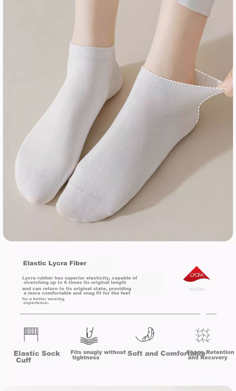 Mianmanman Women's Short Socks Xinjiang Cotton 10A Antibacterial Odor-Resistant No-Slip Low-Cut Socks Non-Slip Heel Short Tube Socks Spring Summer 10 Pairs 6