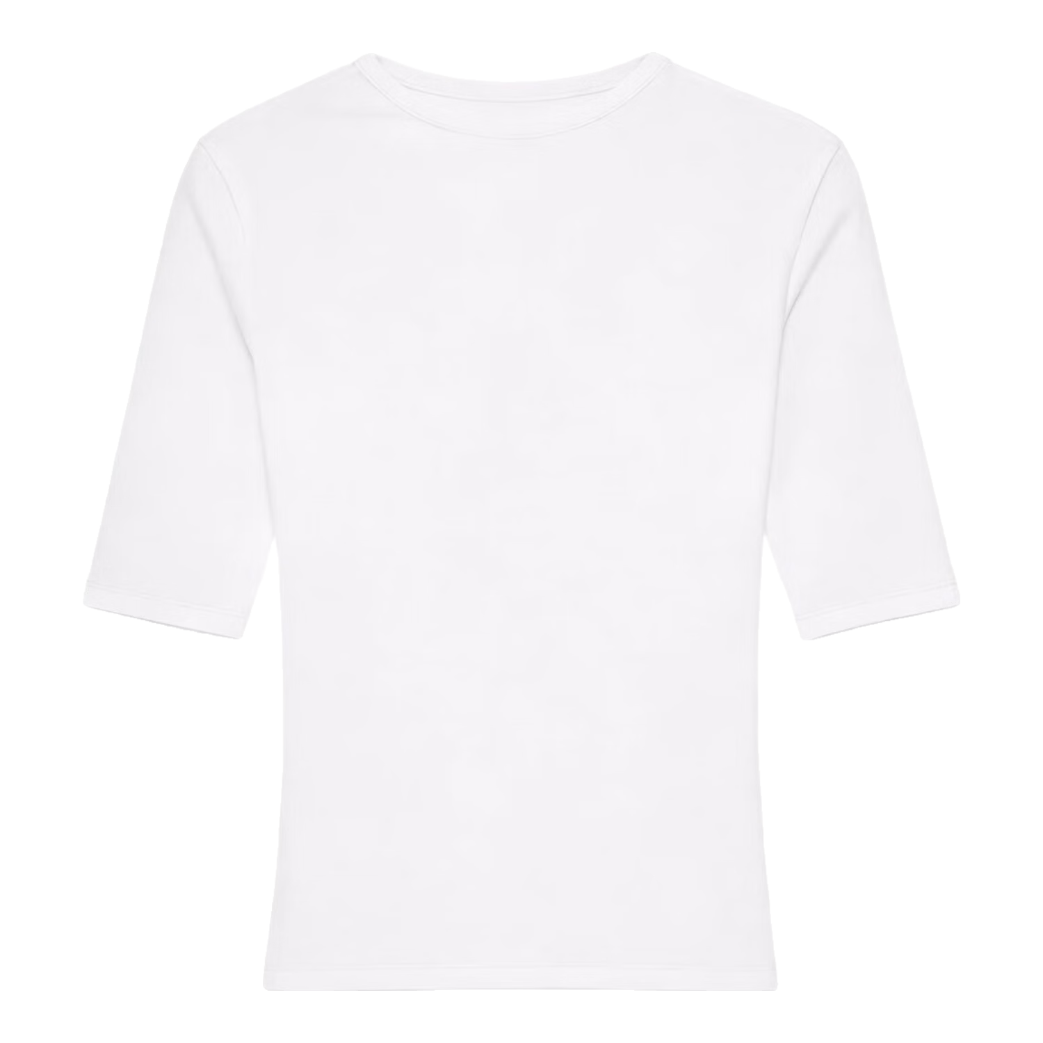 ICH MODE Women's Slim Fit Five-Point Sleeve Mid-Sleeve T-Shirt Summer Base Short Sleeve Sports Shoulder Top White M