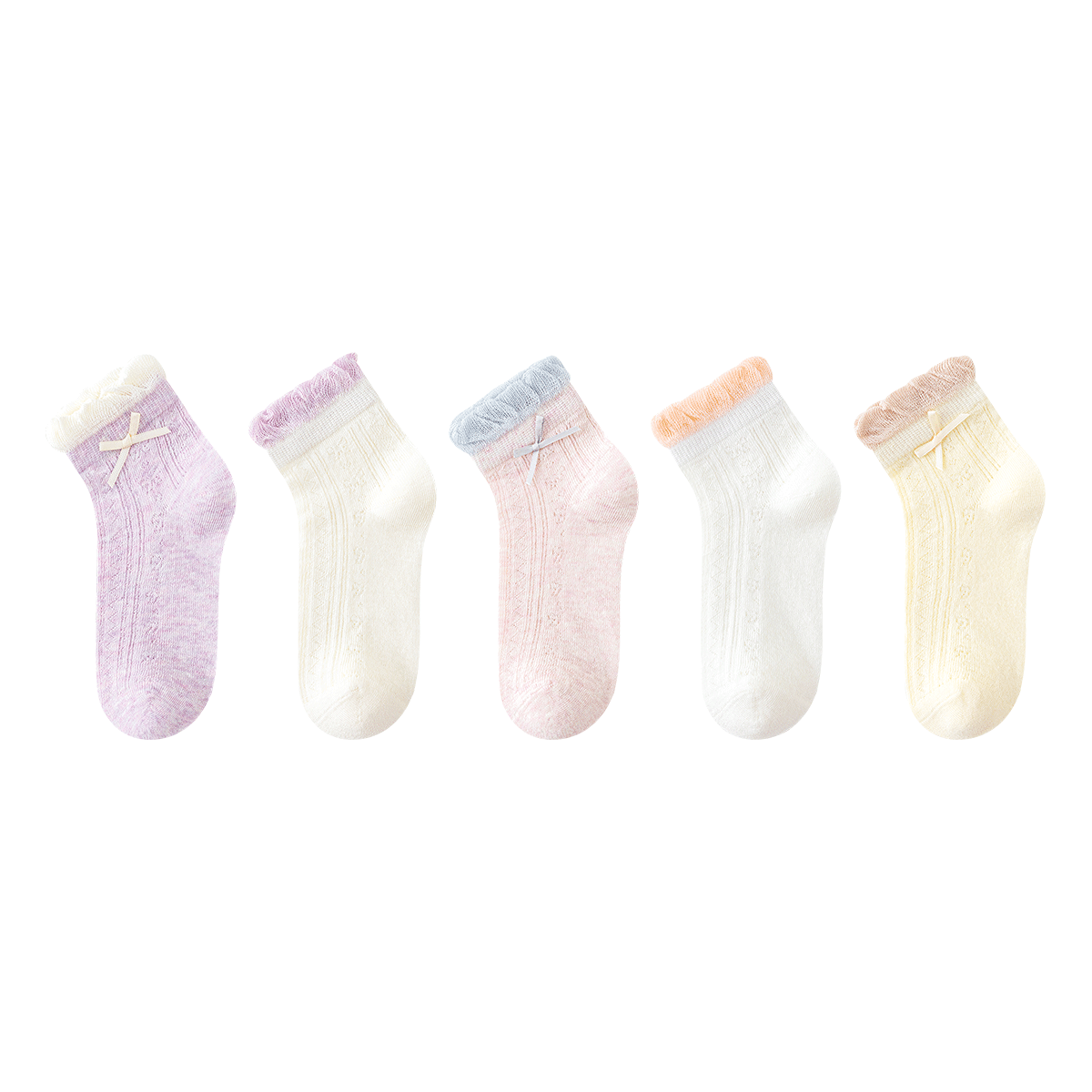 Little Pig Banner Sweet Princess Socks Girls Summer Mesh Thin Cute Bow A-Class High Elastic Seamless Non-Binding