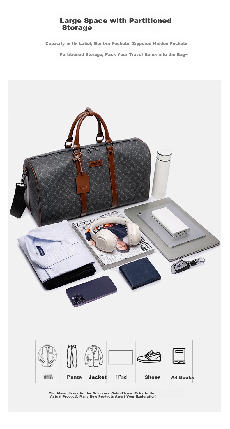 MARK FAIRWHALE Business Printed Travel Luggage Bag Sports Gym Handbag Gift for Husband Boyfriend 520 4