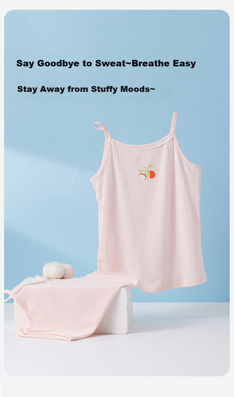 Dingguagua Children's Cotton Tank Top for Girls, Lightweight Breathable Undershirt for Spring And Summer, White + Pink, Size 160 5