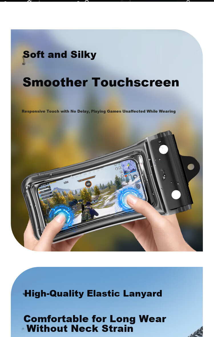 Beiyipin Transparent Waterproof Phone Pouch Touchscreen Swimming Beach Floating Water Park Sealed Lanyard Airbag Phone Case Neck Hanging Waterproof Rainproof Hot Spring Deep Diving Sealed Bag 12