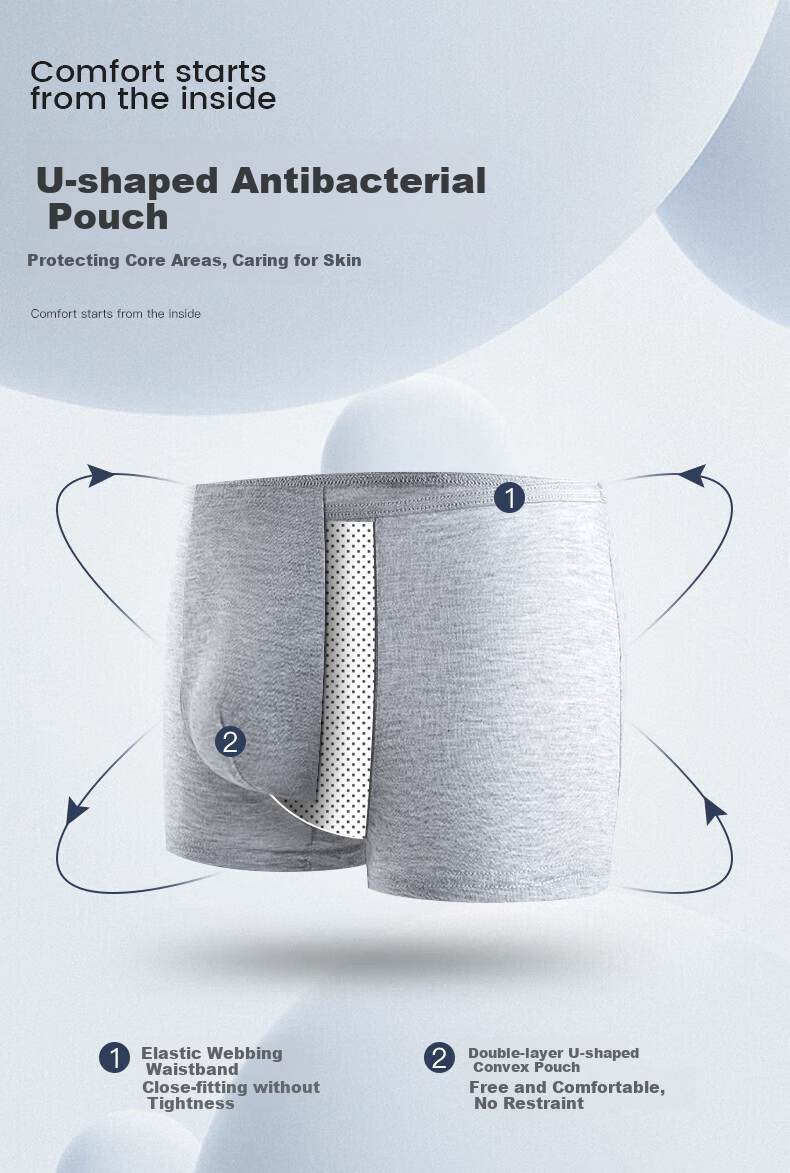 Qihaiqiu Disposable Men's Cotton Boxer Briefs 6-Pack Sterilized Travel Four-Legged Large Size Daily Disposable Shorts 3XL 4