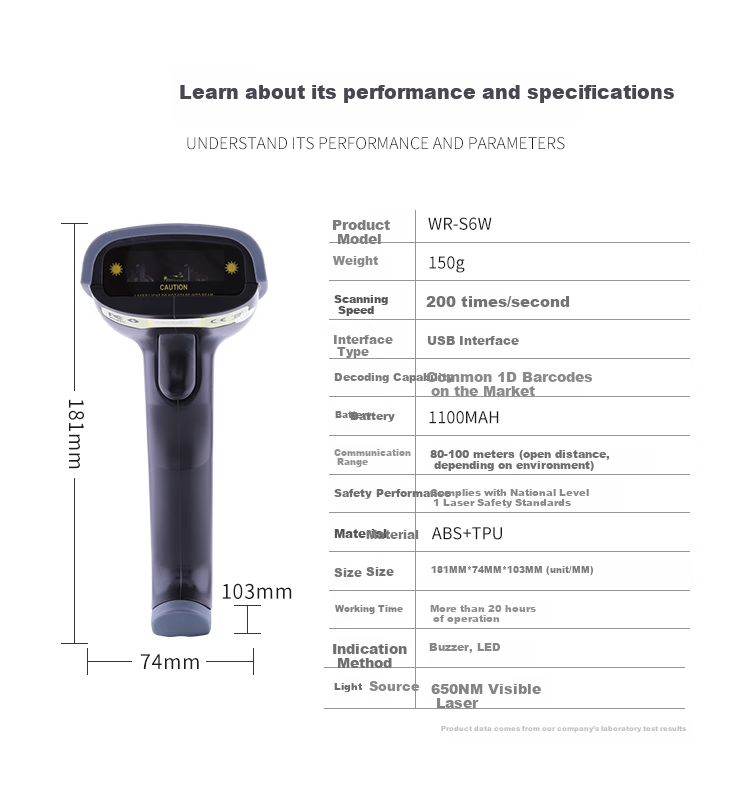 Weirong S03W Wireless 1D Laser Barcode Scanner Gun for Express Delivery Inventory Warehouse Stocktaking Product Barcode 10