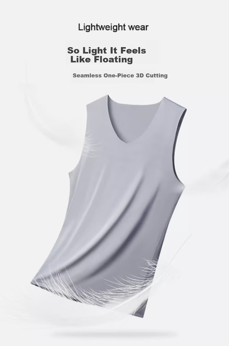 LangSha Men's Ice Silk Seamless 7A Antibacterial Spring Summer Sports Racerback Stretch Base Tank Top 3-Pack 7