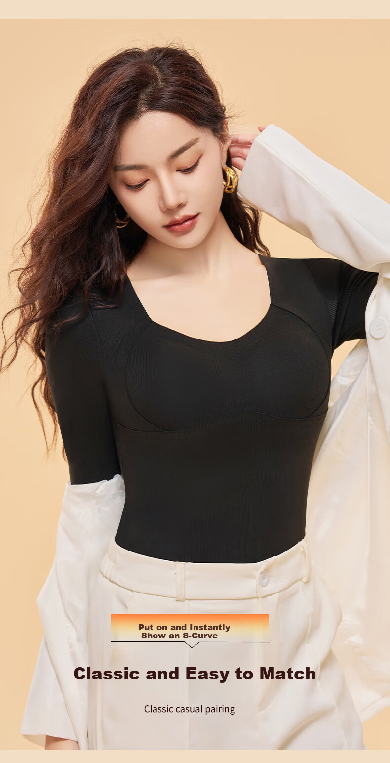 Herbal Original Color Women's Thermal Underwear with Padded Fixed Cup Seamless Thickened Wool Base Layer Spring New Arrival 11