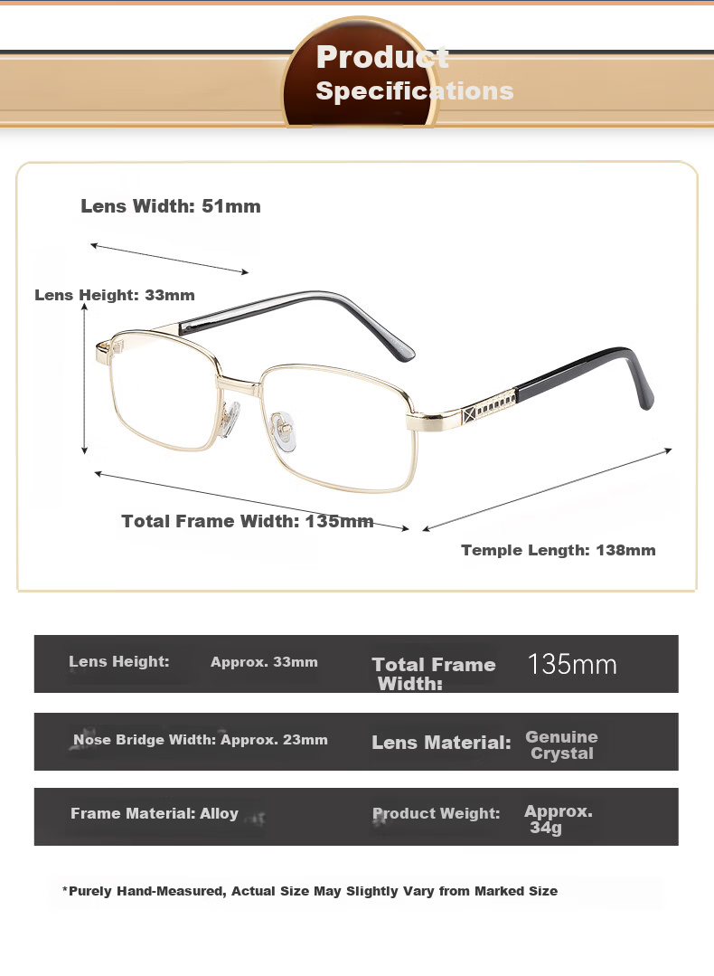 Hongye Crystal HD Crystal Reading Glasses Men Ultra-Light Presbyopic Glasses Crystal Stone Elderly Reading Glasses Middle-aged and Elderly Back to School 11