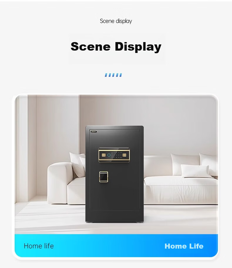 DAYI Fingerprint and Password Small Safe Home Office Financial Steel Anti-theft Safe Box 45cm Coffee Gold Password + Fingerprint 30